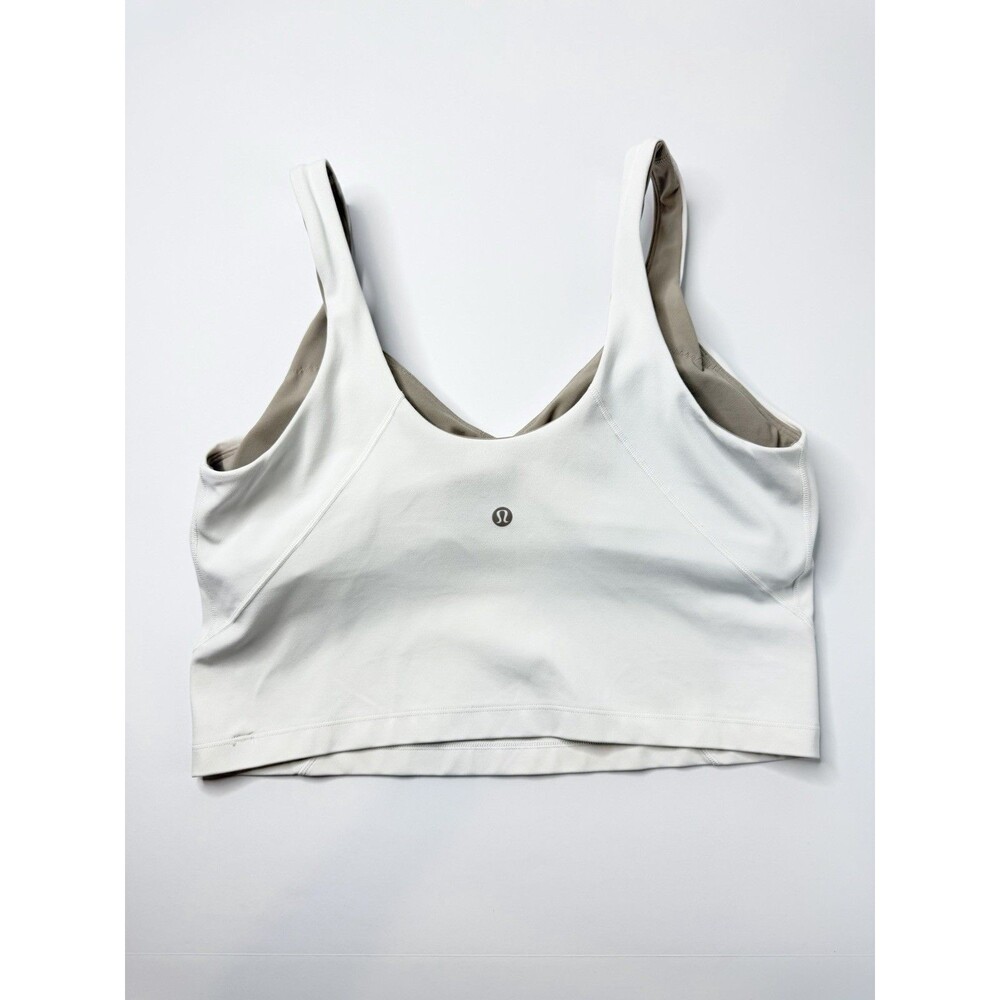 Lululemon Sports Bra Womens 12 White Longline V Neck Racerback Yoga Athletic